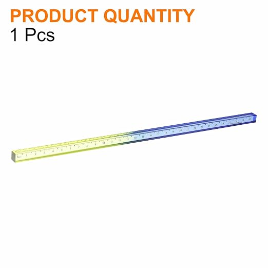 HARFINGTON Acrylic Clear Straight Rulers 30cm Metric Transparent Gradient Three-Dimensional Plastic Ruler Square Cube Measuring Tool for Classroom Office, Blue-Yellow