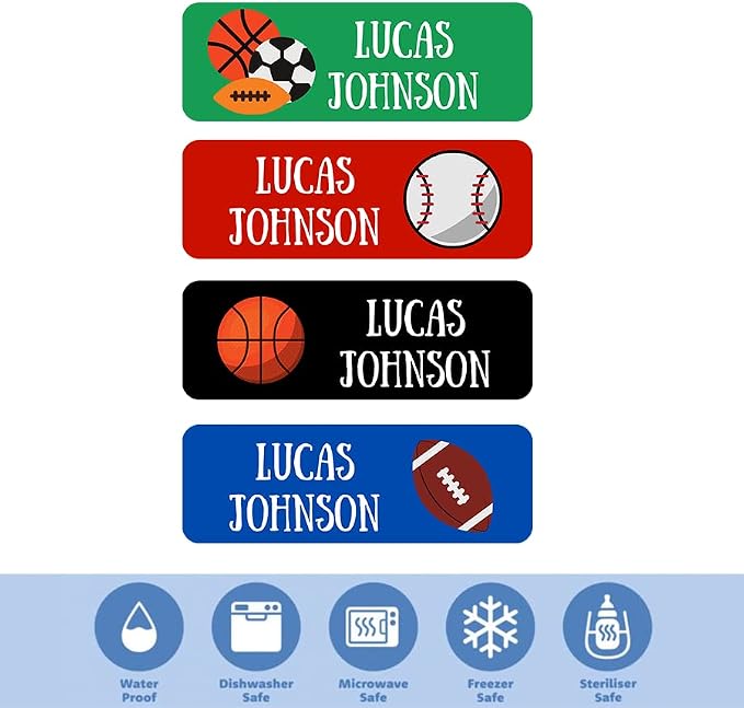 Custom Waterproof Dishwasher Safe Kid Name Labels for Daycare(128 Pack), Camp, School Supply, Baby Bottles, Lunch Boxes and Cups, Travel. Cute Personalized Design Name Stickers (Pattern 23)