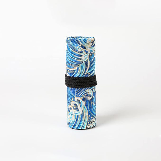 DIYOMR 24/36/72 Slots Pencil Wrap Pencil Rolls, Artist Colored Pencils Roll Up Bag Short Brushes Pouch Case Pencils Organizer for Drawing Coloring and Sketching (Blue Ocean, 24slots)