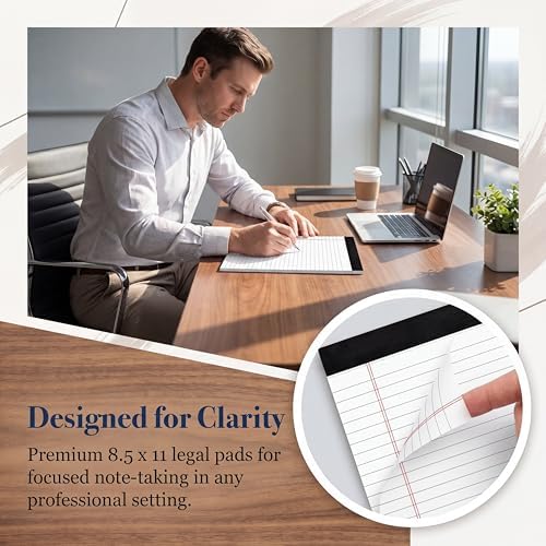 3 Pack Legal Pads 8.5 x 11 White Note Pads 8.5 x 11 Wide Ruled Notepads
