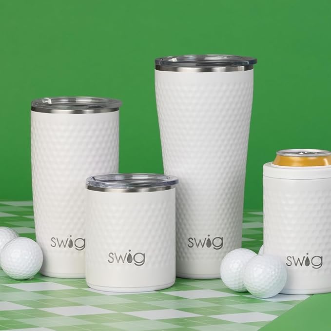 Swig Life 32oz Insulated Tumbler, Travel Coffee Tumbler with Lid, Cup Holder Friendly Travel Coffee Mug, Stainless Steel with Lid (Golf Ball)