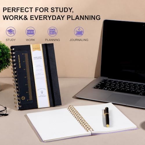 Yoment Graph Paper Spiral Notebook, 2 Pack, 160 Pages per Pack