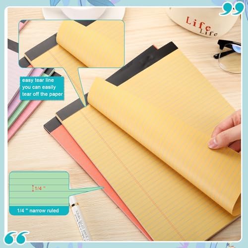 Fuutreo 8 Pcs Legal Pads 8.5 x 11 Colored Note Pads, Candy Color