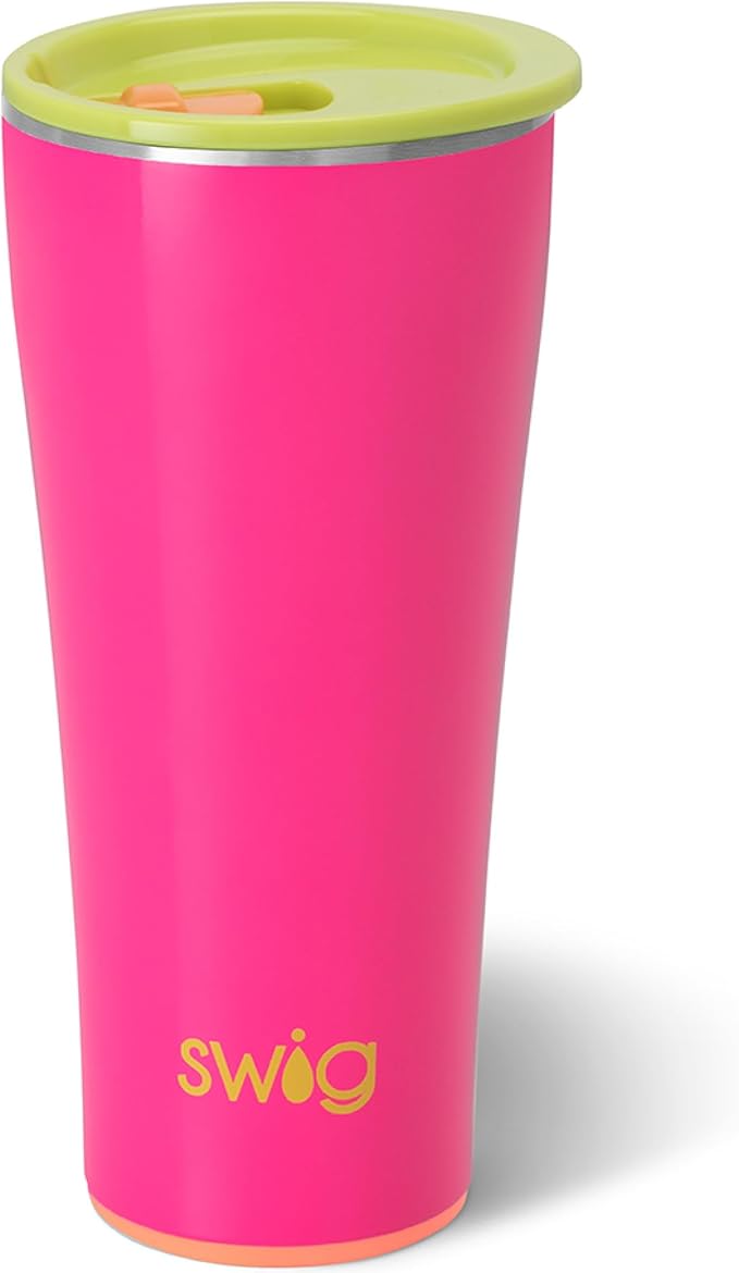 Swig Life 32oz Insulated Tumbler, Travel Coffee Tumbler with Lid, Cup Holder Friendly Travel Coffee Mug, Stainless Steel with Lid (Tutti Frutti)