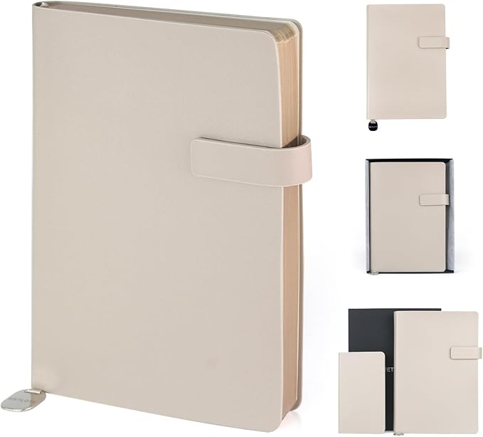 Softsided Notebook - 5.7"x 8.4" - upgraded texture, classic line design, paper for smooth writing, elegant hangtag detail, with box, perfect for both gift and personal use(light coffee)