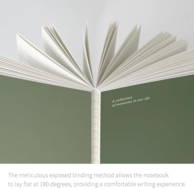 Monolike Archive 247 Solid PVC Handy Notebook, Olive - Exposed Binding, PVC cover, Academic, Journal, Diary, 160pages