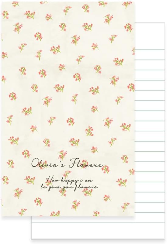 Monolike Olivia's Flowers Paperback Line Notebook - 02. Ivory_Design note, Mini note, Simple note, Notebook, 192 Pages, 4.13x6.69