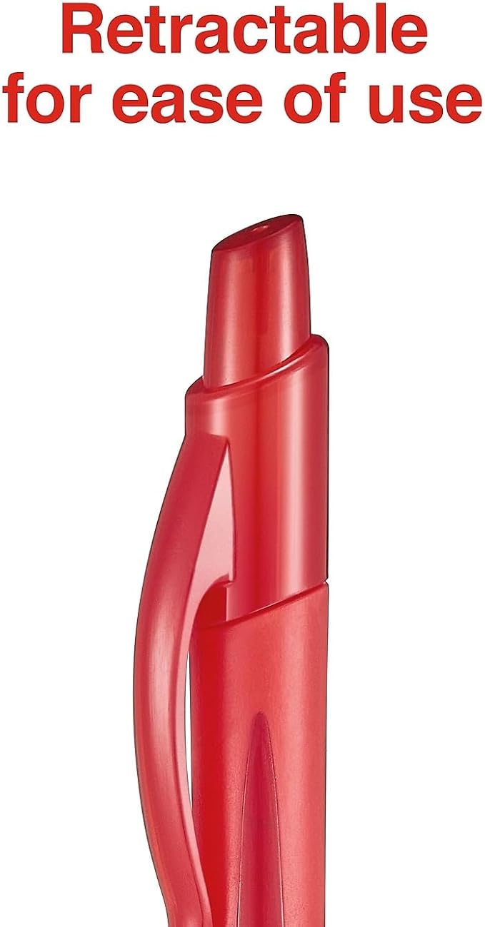STAPLES Retractable Gel Pens, Medium Point 0.7mm, Red Ink, 12 Pack – Sonix Smooth‑Writing Gel Pens for Editing & Office Use