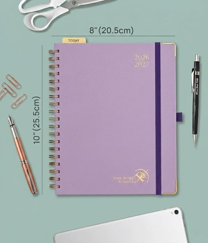 POPRUN 2026-2027 Monthly Planner, 18 Month Calendar (July 2026-Dec 2027), 7.5" x 9.5" B5 Spiral Hardcover Organizer with Dotted Note Pages, Professional Appointment Book for Business Office, Students & Teachers - Violet