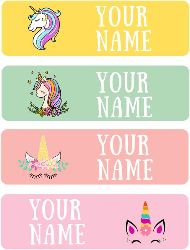 128 Custom Waterproof Dishwasher Safe Kid Name Labels for Daycare, School Supply, Baby Bottles, Lunch Boxes and Cups, Travel. Cute Personalized Design Name Stickers (Pattern 8)
