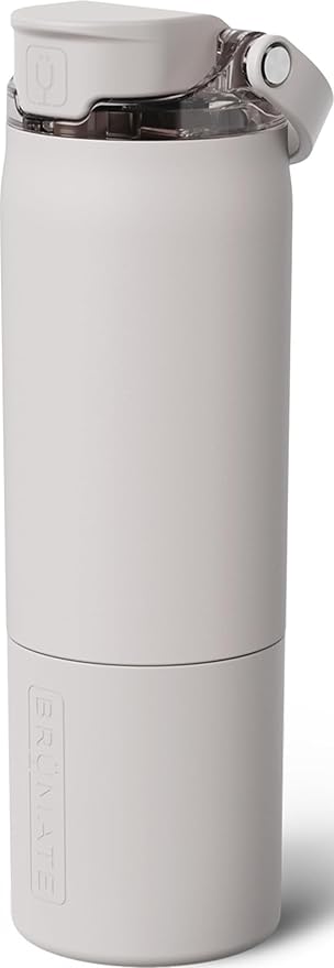 BrüMate Rise 25oz Water Bottle With 100% Leakproof Covered Silicone Straw | Insulated Stainless Steel Water Bottle | Cup-Holder Friendly | Fast Flow | Soft Sip Silicone Spout | BPA-Free (Dune)