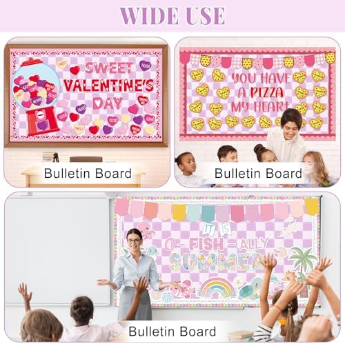 Purple Checkered Bulletin Board Roll Non-Woven Fabric Poster 15.7" x65.6ft