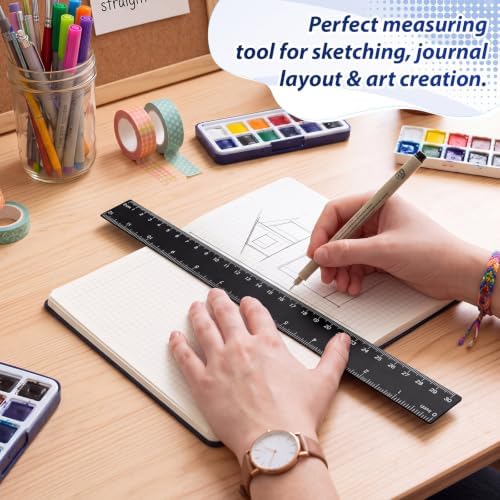 Eboot 20 Pack 12 in Clear Plastic Rulers for Classroom, School, Black