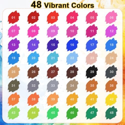Dual Markers Brush Pens, Art Brush Coloring Markers for Adult Coloring Books, 48 Colors Pens for Teens, Double Tip Colored Pen for Journaling Note taking Planner Lettering Calligraphy Drawing