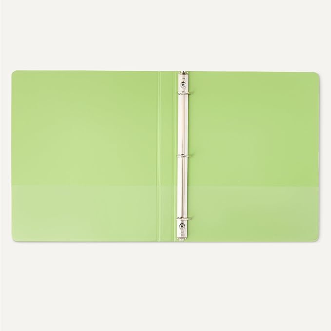 Amazon Basics Economy 3 Ring Binder, 1/2 Inch D-Ring, Easy Lock and Release, Holds up to 120 Sheets, 2 Pockets, Assorted Colors, 4-Pack