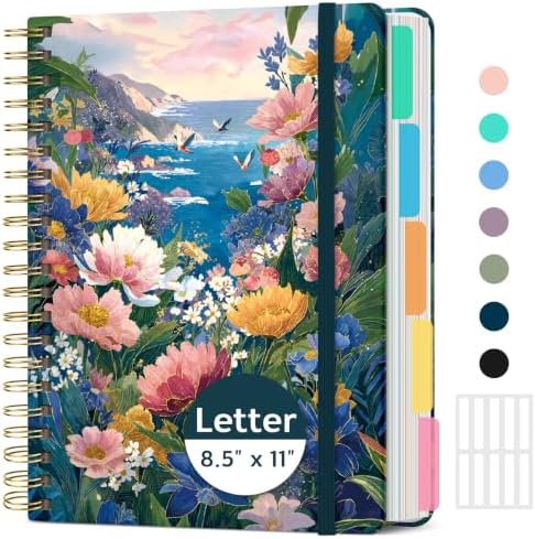 Taja Spiral Notebooks for Work 5 Subject Notebook with Removable Dividers