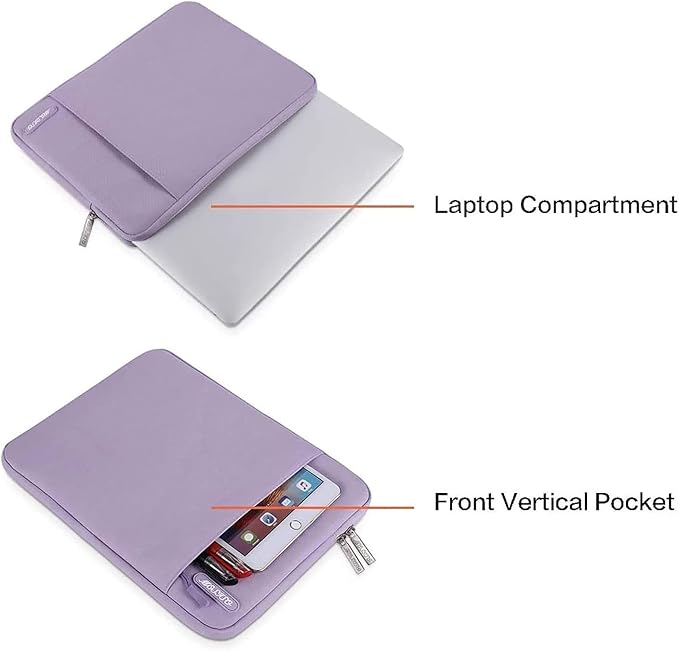 MOSISO Laptop Case 15 inch, 15 inch Laptop Sleeve Compatible with MacBook Air M5 A3448 M4 A3241 M3 A3114 M2 A2941 2026-2023, Dell XPS, Polyester Vertical Computer Sleeve Bag with Pocket, Purple