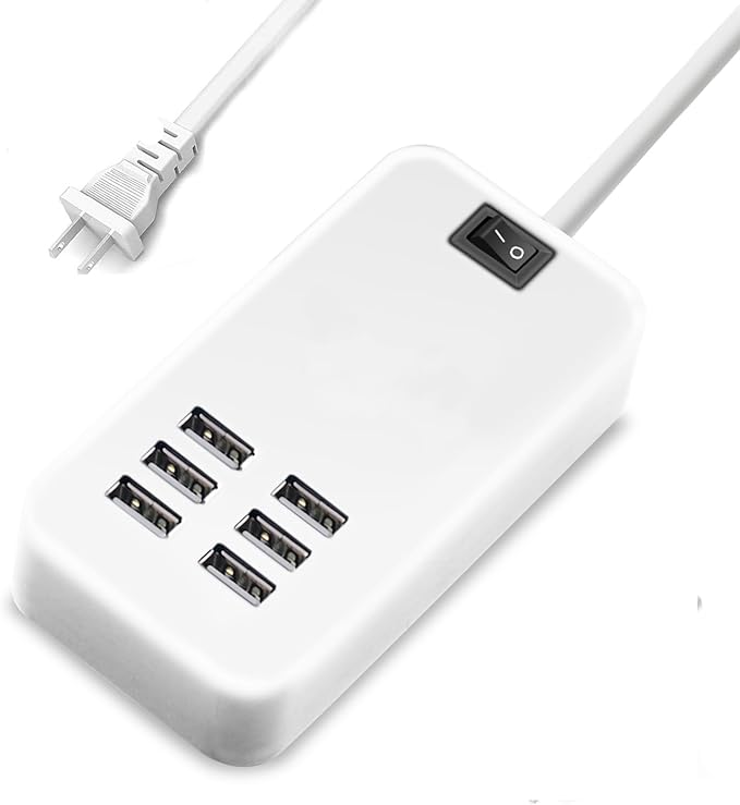 USB Charger Station Multi Port, Portable 6 Ports Chargers for Multiple Devices, Wall Charger Adapter for iPhone 17 16 15 pro max Samsung Galaxy S25/S24/S23