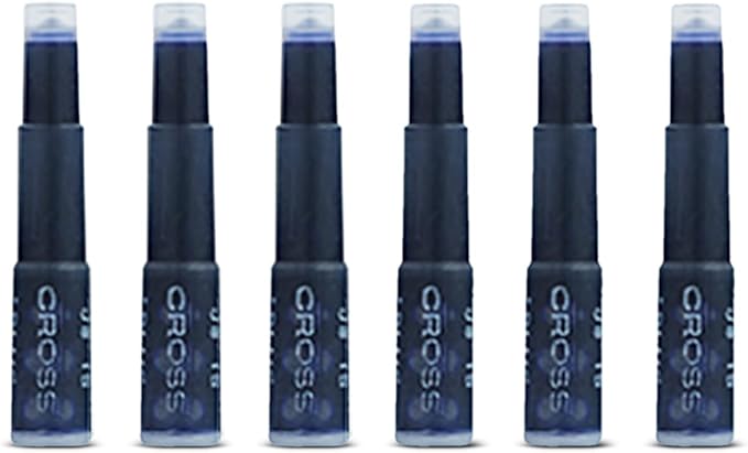 Cross Fountain Pen Ink Cartridge - Blue - 6-Pack - Writing Instrument Refill for Consistent Ink Flow - Quick Replacement - Fast-Drying & Fade-Resistant - Seamless Chemical Compatibility