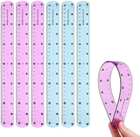 M&G 6 Pcs 12 Inch Flexible Rulers, 30 cm Soft Plastic Bendable Rulers, Clear Colored Shatterproof Straight Edge Ruler with Centimeter and Inch for School Office Measuring Tool Supplies