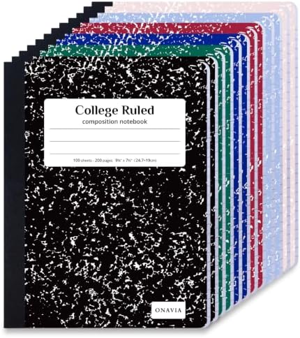 ONAVIA Composition Notebook College Ruled Bulk, 200 Pages, Marble Assorted