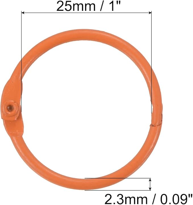 PATIKIL Loose Leaf Binder Rings 1 Inch, 5 Pack Metal Flash Card Book Binding Rings for Key Chain Index Card Scrapbooks, Orange