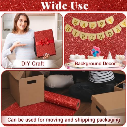 Glitter Red Bulletin Board Roll Non-Woven Fabric Poster 15.7" x12ft