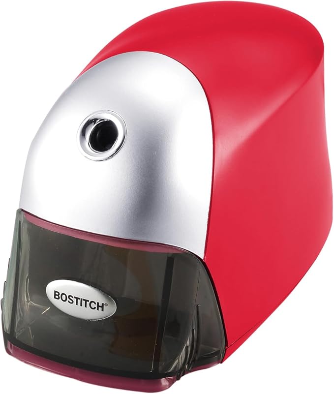 Bostitch Office QuietSharp Executive Heavy Duty Electric Pencil Sharpener for 65% Faster Sharpening and 6X Longer Cutter Life - Colored Pencil Compatible, Red