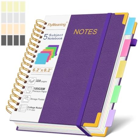 Hardcover Spiral Notebook Journal with Removable Dividers Tabs
