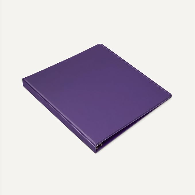 Amazon Basics Economy 3 Ring Binder, 1/2 Inch D-Ring, Easy Lock and Release, Holds up to 120 Sheets, 2 Pockets, Assorted Colors, 4-Pack