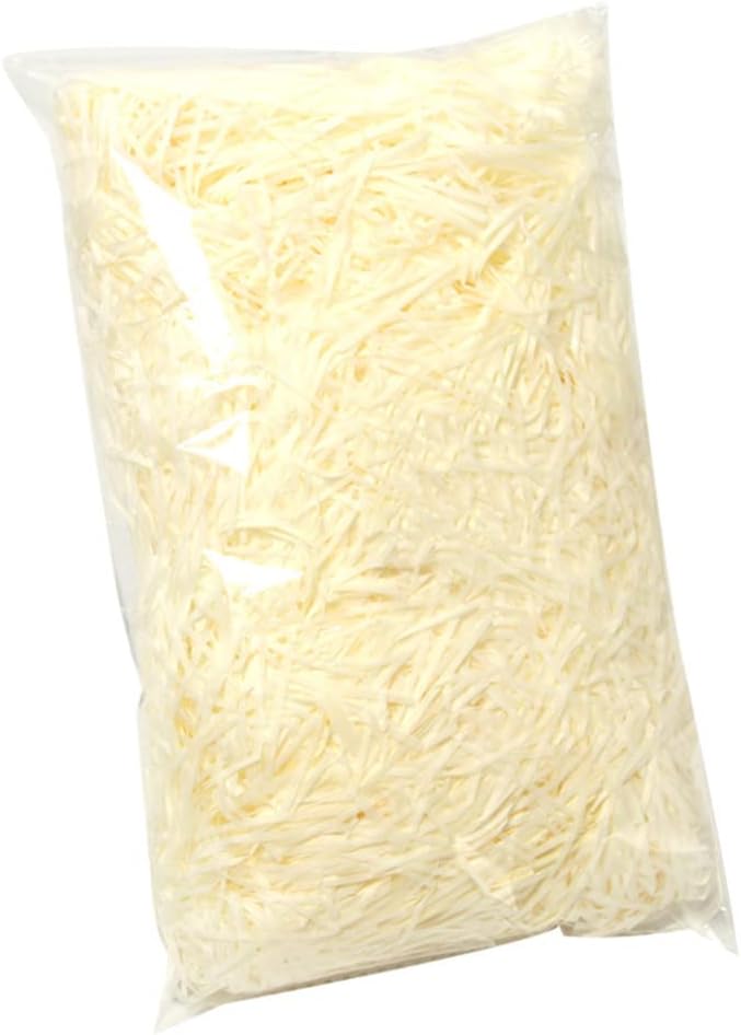 Raffia Paper Shreds, 100g Shredded Paper for Gift Box, Crinkle Cut Paper Shred Filler for Gift Wrapping & Basket Filling(Creamy-white)