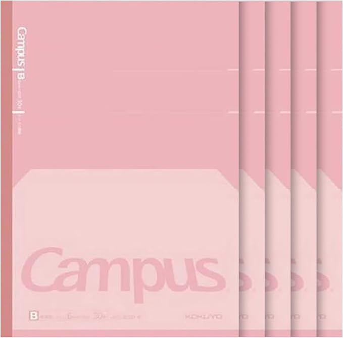 KOKUYO Campus Composition Kimochii Notebook, 5 Pack Feels Flat Semi-B5 Comp Book, Pink, Dot B 6mm Ruled, 30 Sheets School Lined Journal Notebook for Work Study Note Taking. Japan Import (NO-FL3CBT-P)