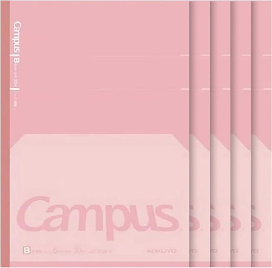 KOKUYO Campus Composition Kimochii Notebook, 5 Pack Feels Flat Semi-B5 Comp Book, Pink, Dot B 6mm Ruled, 30 Sheets School Lined Journal Notebook for Work Study Note Taking. Japan Import (NO-FL3CBT-P)
