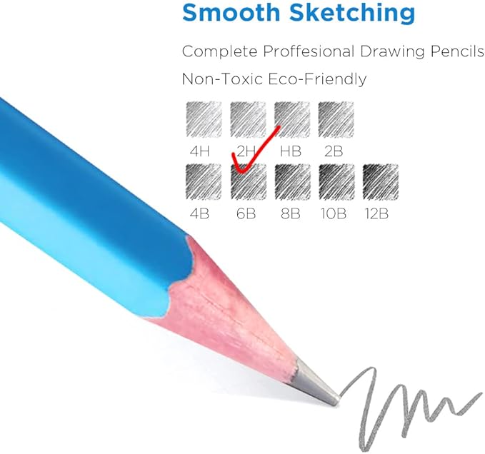 Sketch Pencils for Drawing 2H, 12pcs Professional Art Drawing Pencils for Shading, Sketching & Doodling | Graphite Pencil for Artists & Beginners