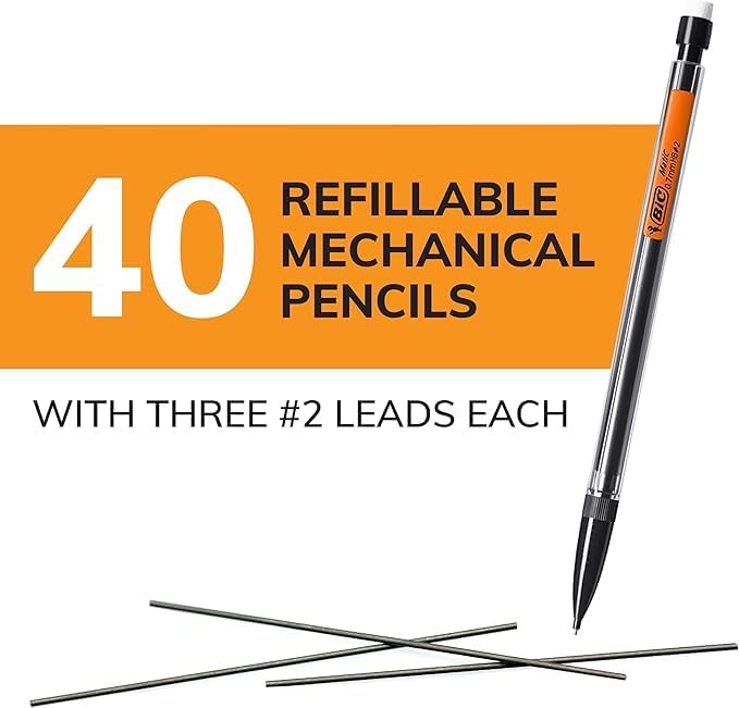 BIC Xtra Smooth Mechanical Pencil with 0.7 mm Medium Point, Refillable and Retractable, 40-Count (Pack of 8)