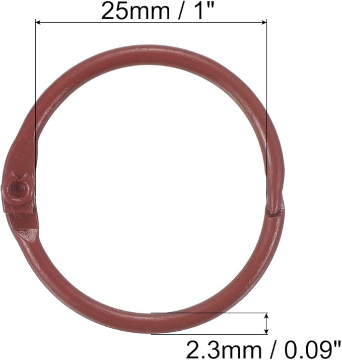 PATIKIL Loose Leaf Binder Rings 1 Inch, 5 Pack Metal Flash Card Book Binding Rings for Key Chain Index Card Scrapbooks, Brown