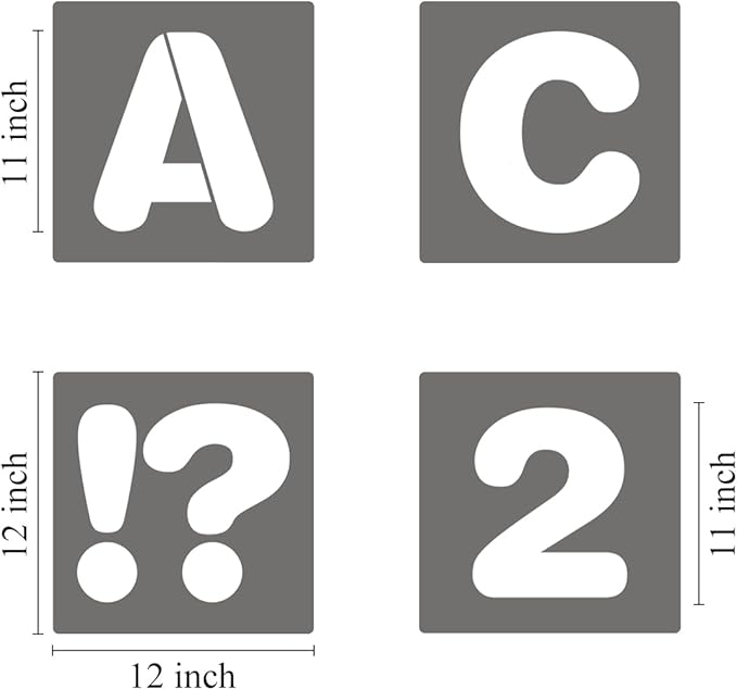 11 Inch Alphabet Letter Stencils - 40 Pack Letter Number Stencil Templates with Signs for Painting on Wood, Reusable Calligraphy Alphabet Stencils for Chalkboard Fabric Wood Signs