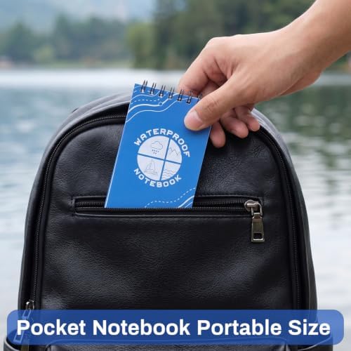 Thboxes 10 Pack Waterproof Pocket Notebooks, 5 x 3 Inch, Top Spiral Pad Set