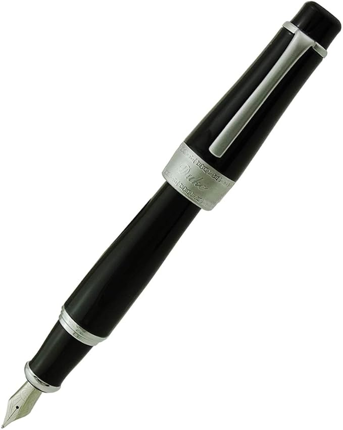 Asvine Duke Charlie Chaplin Fountain Pen Fine Nib, Unique Design Collection Black Heavy Pen with Pouch