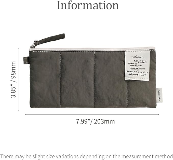 Monolike Archive247 Cushion Pencil Case, 06. Gray - Pencil Pouch, Portable Pencil Bag, Pencil Case, Office Pouch case, Cushion, Soft, Vintage