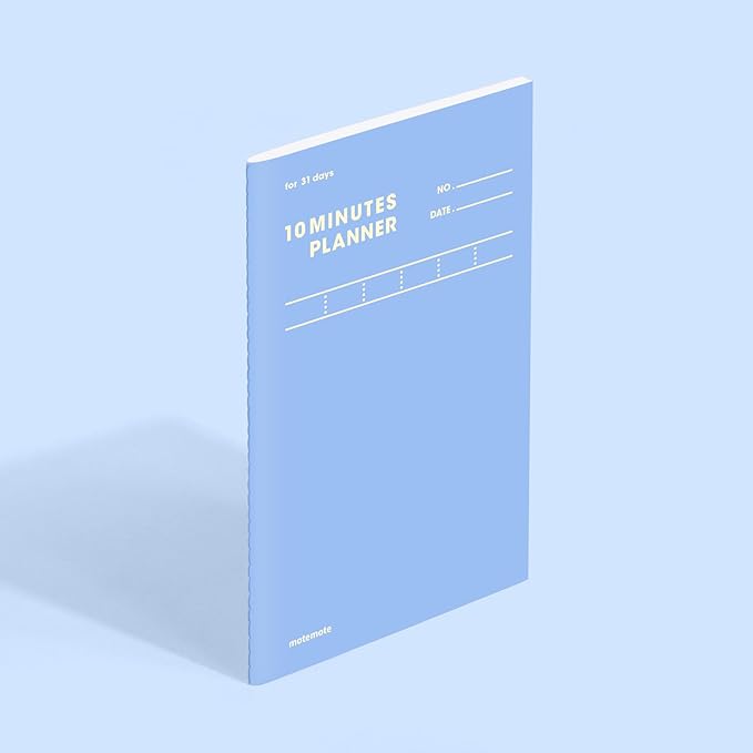 motemote 10-Minute Planner 31 DAYS – Undated Daily Planner with Time Blocking, Goal Setting & Reflection – Boost Productivity & Build Better Habits in Just 10 Minutes a Day, Lightweight & Portable, Study Plan, Color Chip Edition (Ace Blue)
