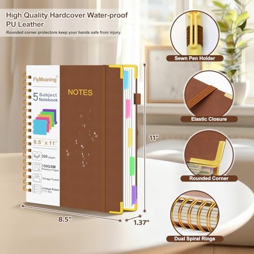 Hardcover Spiral Notebook Journal with Removable Dividers Tabs