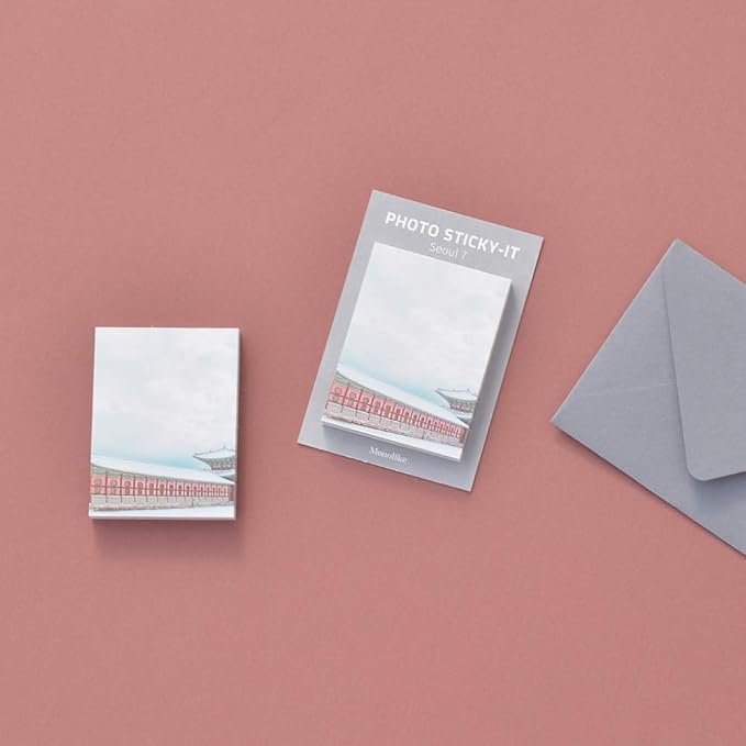 Monolike Photo Sticky-It 5p B Set - Seoul, Self-Adhesive Memo Pads for Diary Decor & Daily Planning, 50 Sheets Each