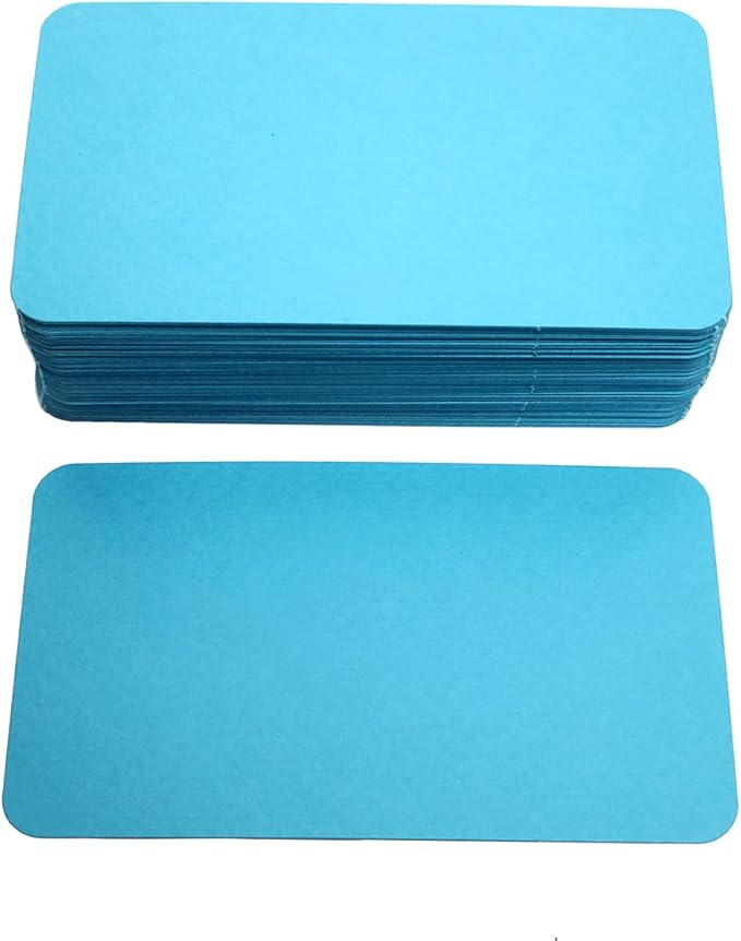 PPAPPAPPIYO 3.5x2 rounded corner index cards180gsm Thick Cardstock, Blank Colored Flash Cards for Study, Notes, Business Cards & Labels, Small Notecards 100 Pack (blue)