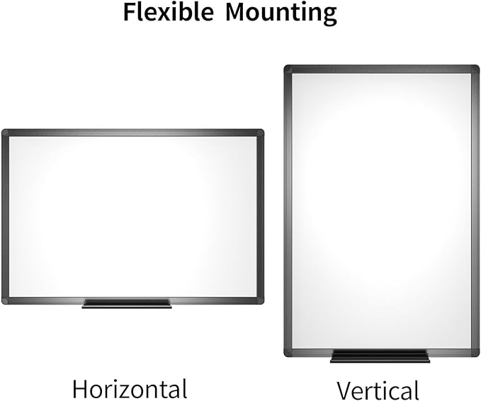VIZ-PRO Magnetic Dry Erase White Board, 48 X 32 Inches, Black Aluminium Frame