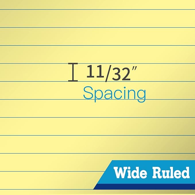 WritePads Legal Pad, 8.5 x 11, Wide Ruled, Canary Paper, 48-Pack, 50 Sheets Per Pad, Micro-Perforated Notepad, Made in USA