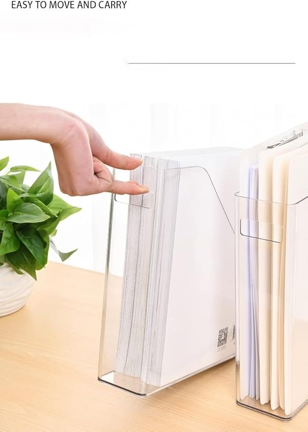 Magazine Holder, Clear Plastic Vertical File Magazine Organizer, Desktop File Magazine Book Storage Shelf for Office Desk (2PCS), 10.6x9.8x3.1 Inch