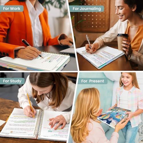 Taja Large Spiral Notebooks for Work 5 Subject with Removable Dividers