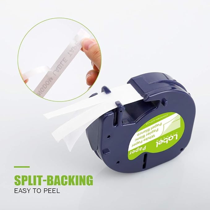 8-Pack 91330 White Paper Tape Refills 12mm x 4m (1/2" x 13') Label | Compatible with DYMO LetraTag Label Maker Refills for Labeler Letra Tag 200B LT 100H 100T Plus