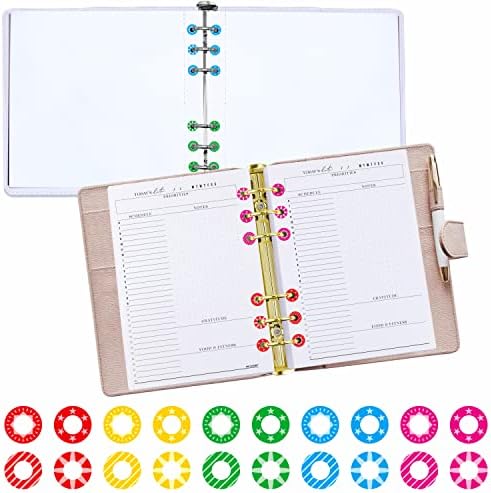 3000 Pack Colorful Hole Punch Reinforcement Sticker Labels, Tear Resistant Plastic Circles Hole Protectors for Loose-Leaf Paper Sheets, 20 Donut Designs(Outer 0.5”, Inner 0.25”)